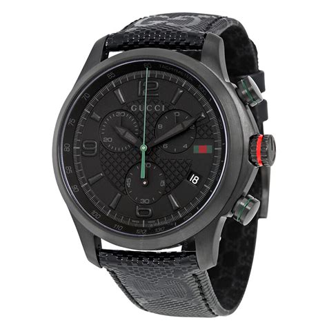 gucci g-timeless chronograph black dial black fabric men& 39|Gucci watches for men uk.